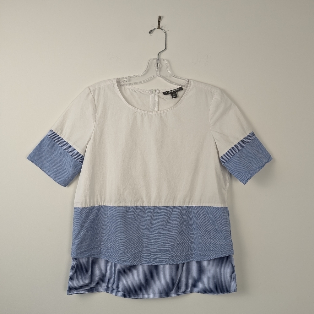 Alexander Jordan Contemporary Cotton Blouse with Striped Detail - XS